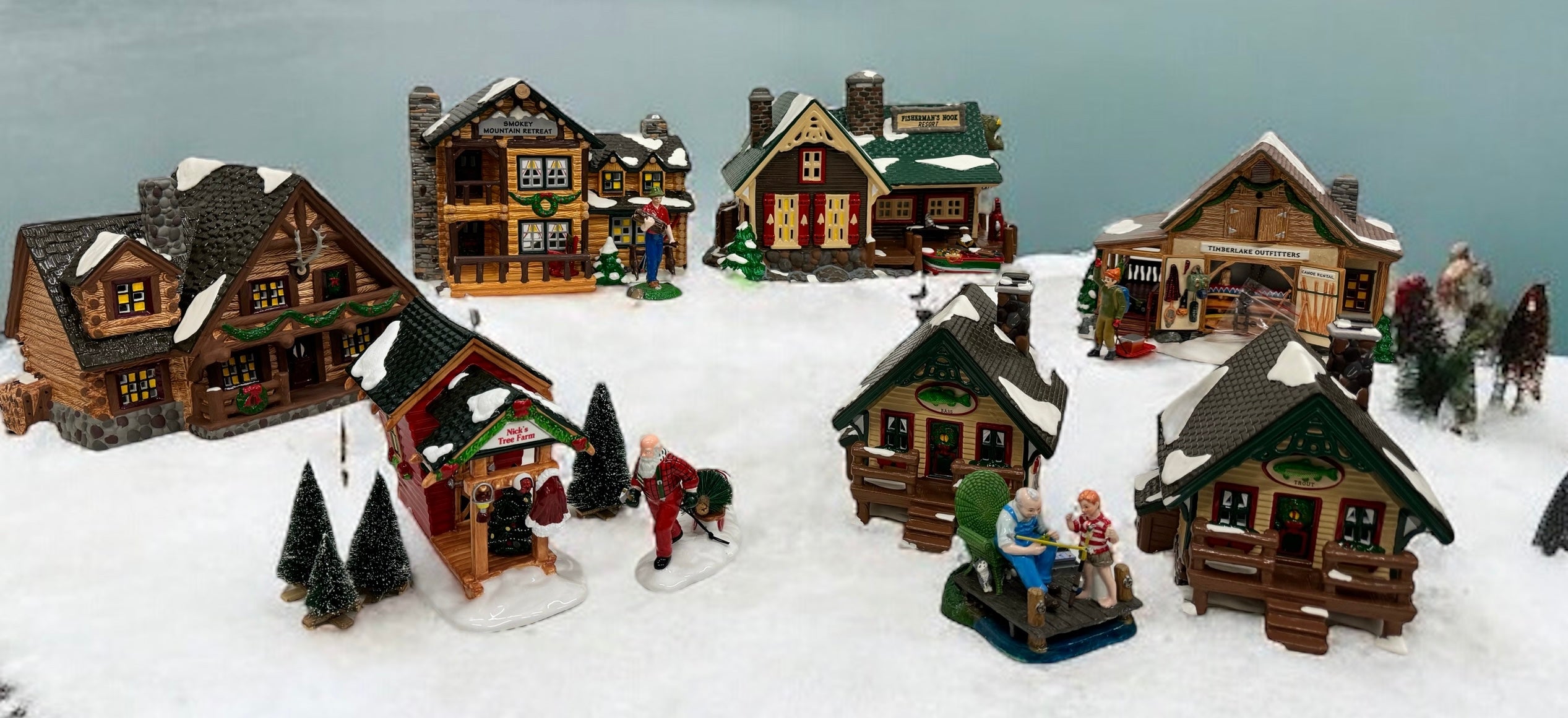 Dept 56 Christmas Lake high quality Chalet Snow Village Discover Final Touch Two Trees W/Box