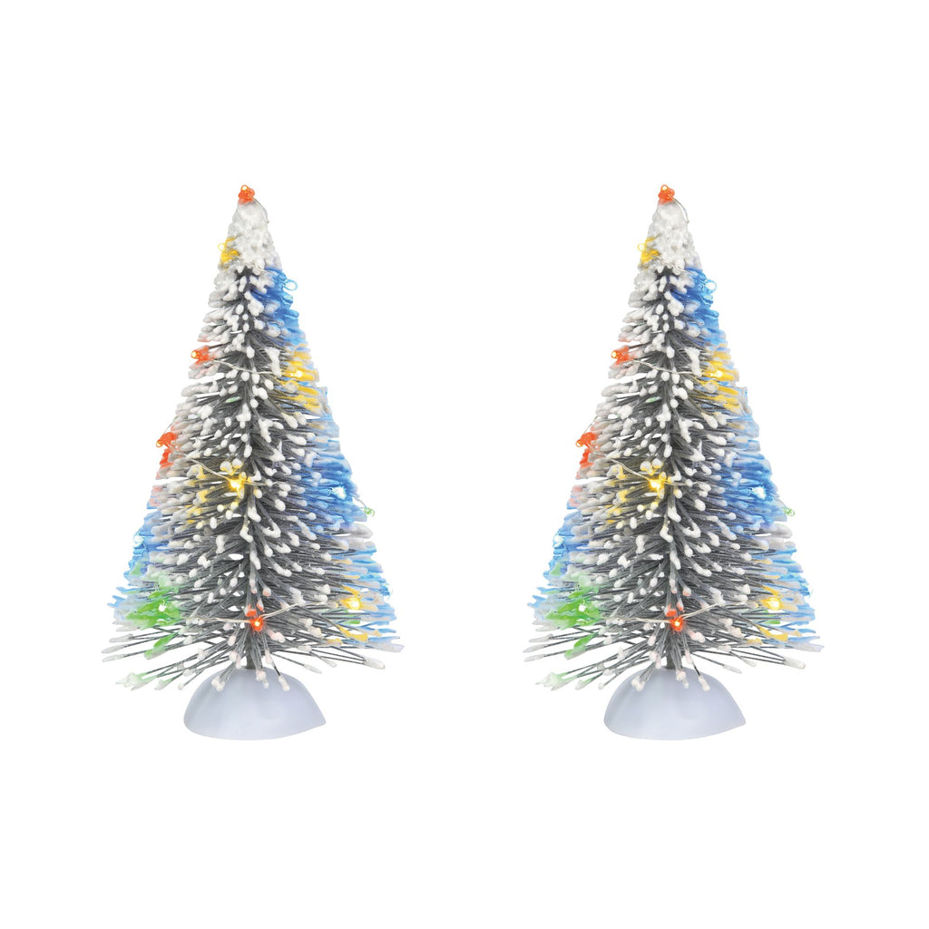 LIT Frosted Wht Sisal Tree Set