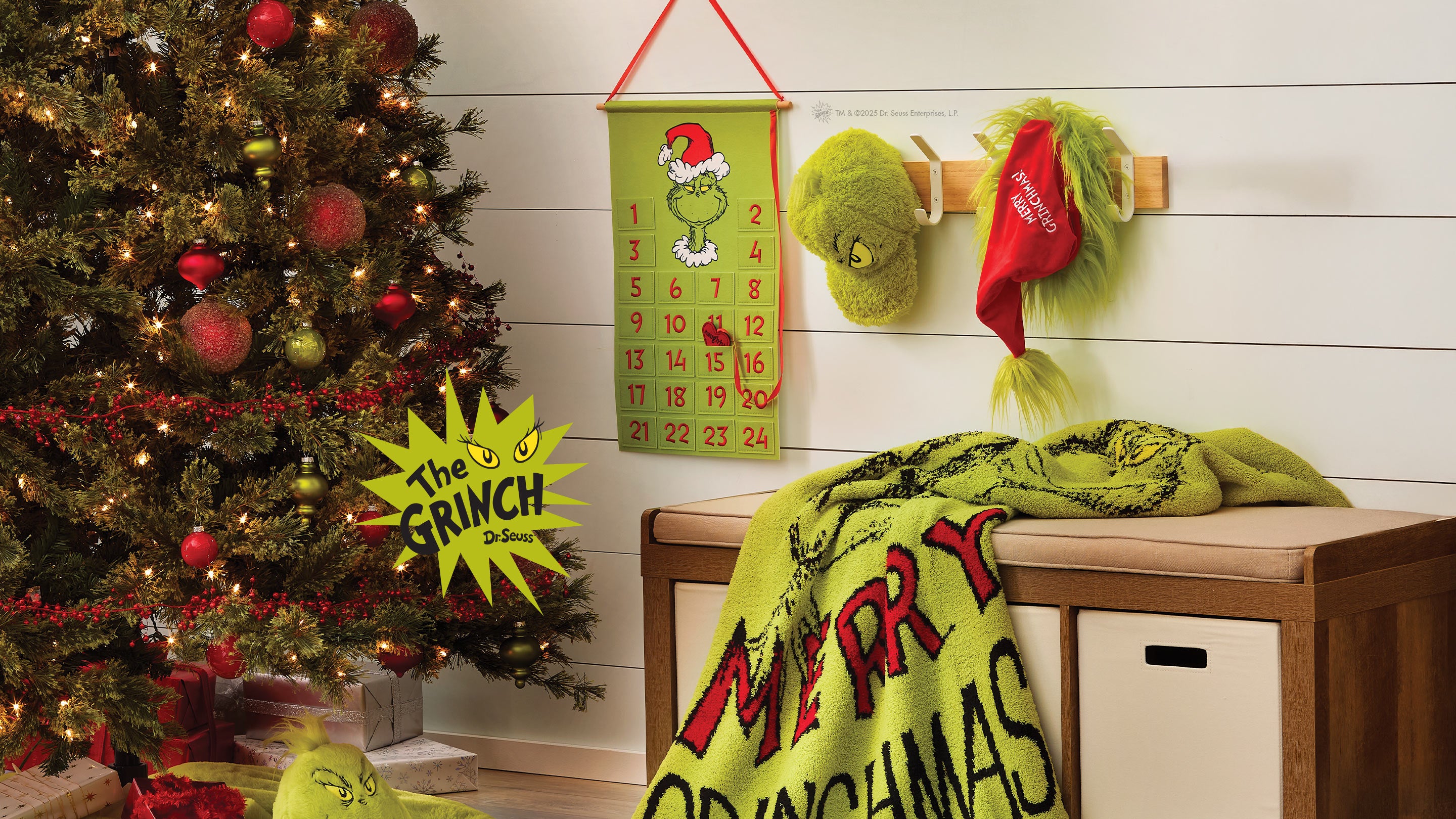 Department 56 Snowpinions-Grinch blanket and calendar