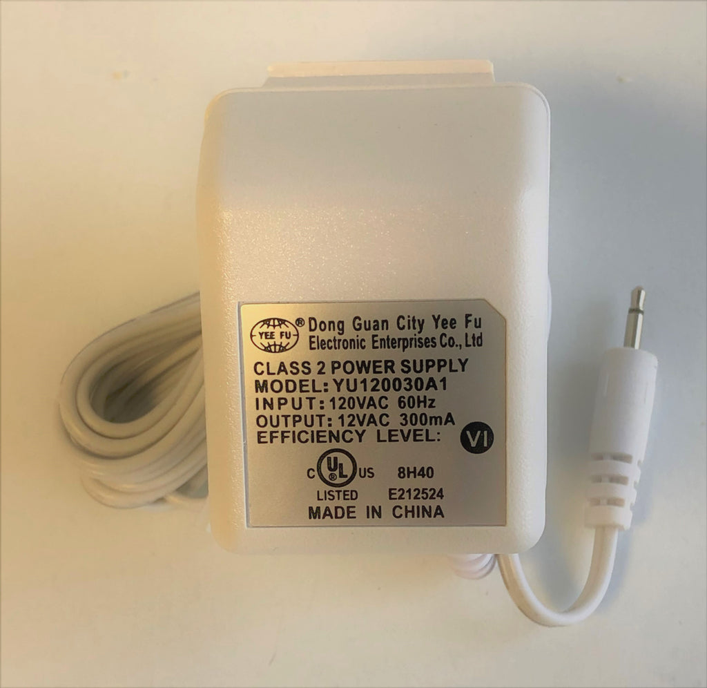 Replacement Adapter 12V AC 300mA white male jack