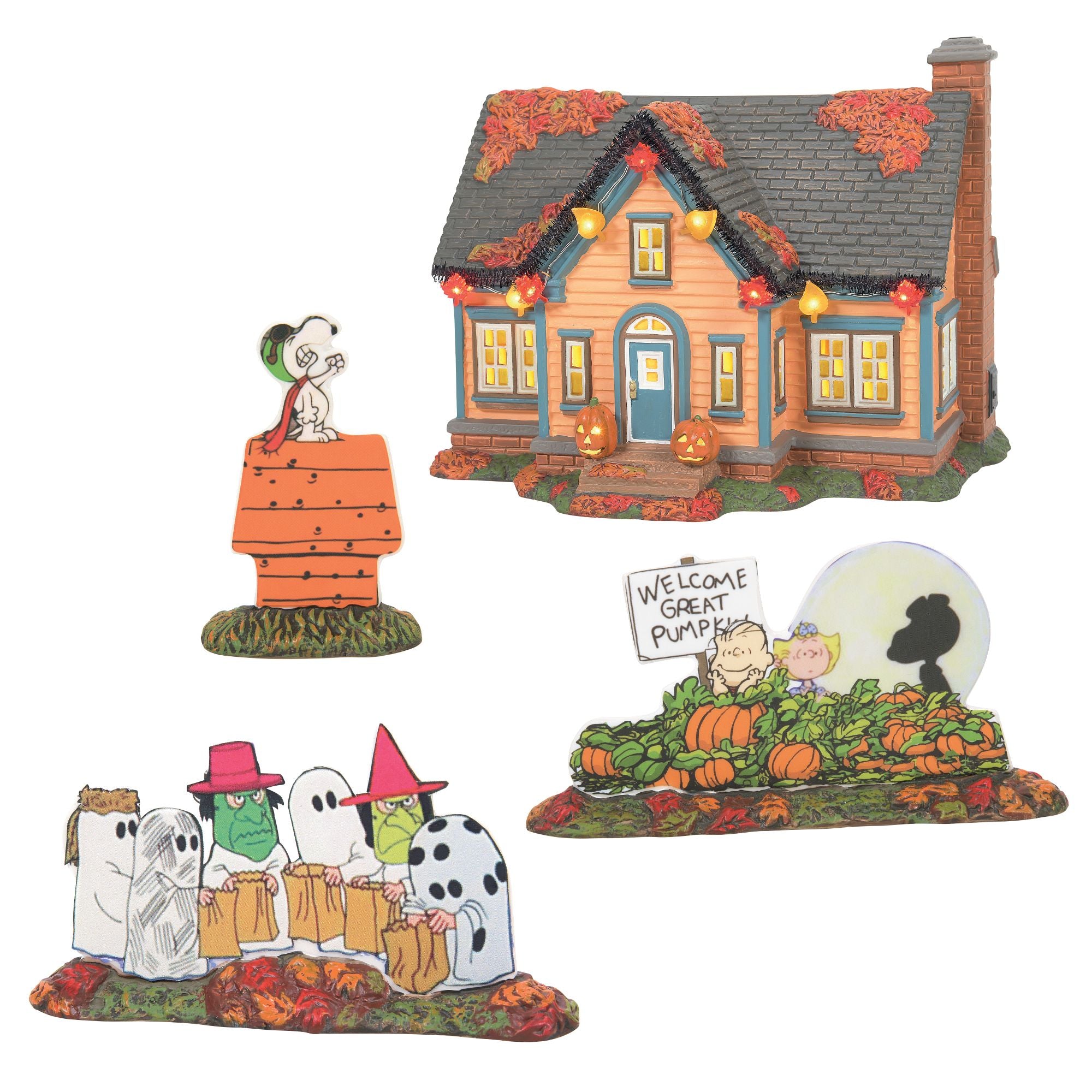 DEPARTMENT 56 Peanuts Halloween PEANUTS shops TRICK OR TREATS 59096. Great condition!